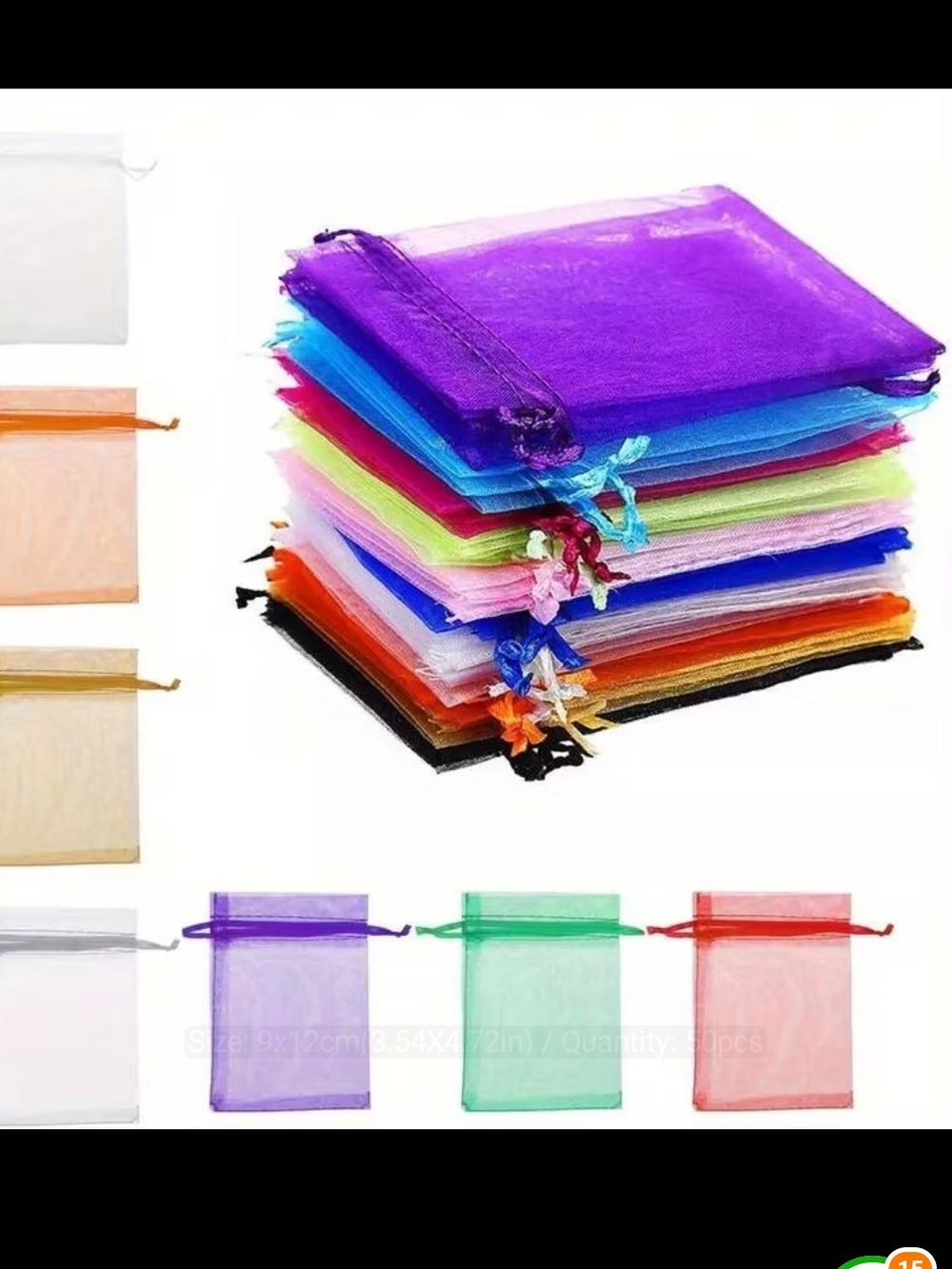 20 Count Colorful Organza Drawstring Gift Bags - Multi-Color New